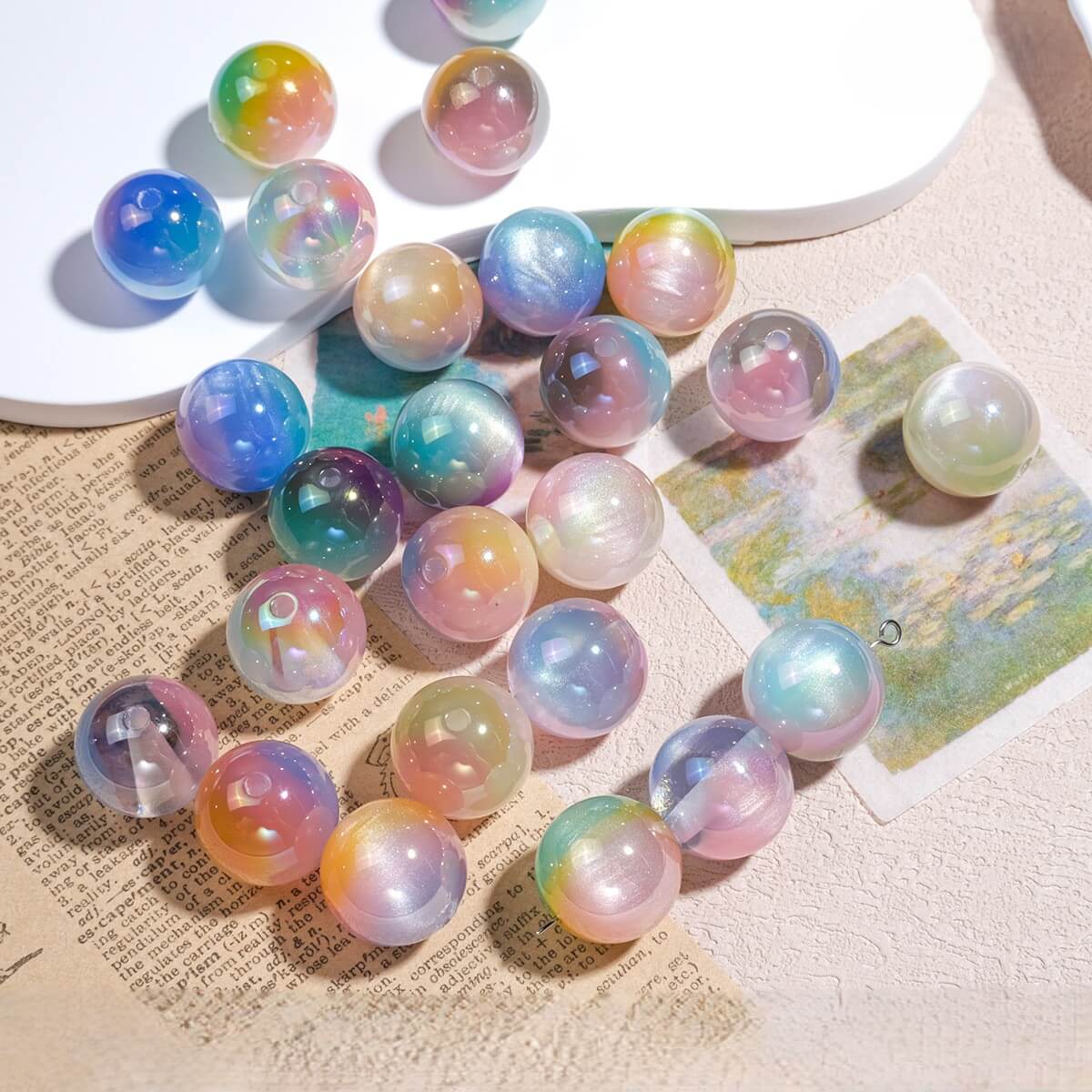 A231-(16mm)Acrylic Glitter Oil Painting Beads(9 Square Game)