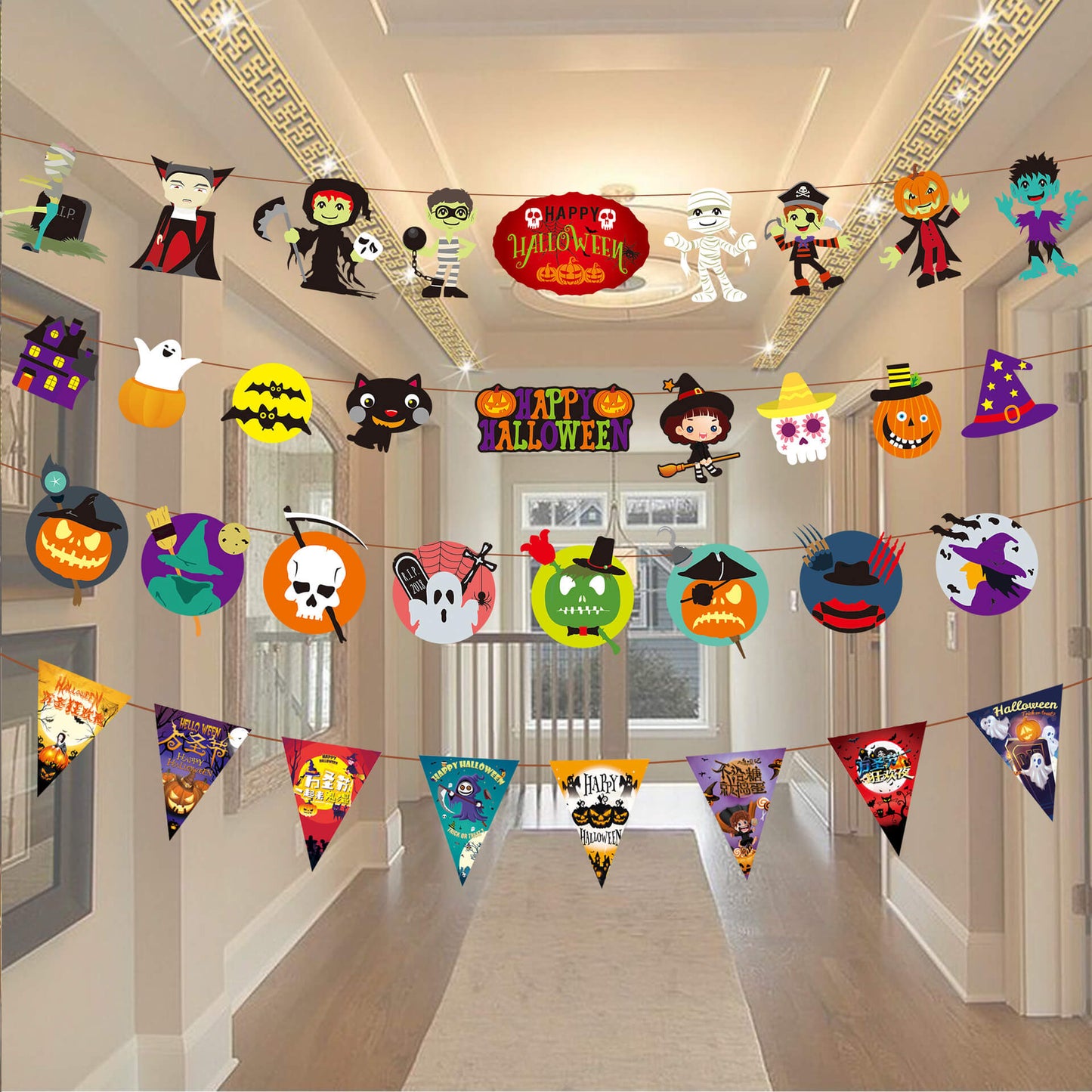H08-Halloween Decoration Pull Flag Banner (Cube Game)