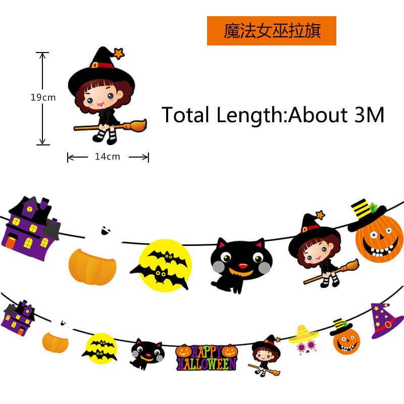 H08-Halloween Decoration Pull Flag Banner (Cube Game)